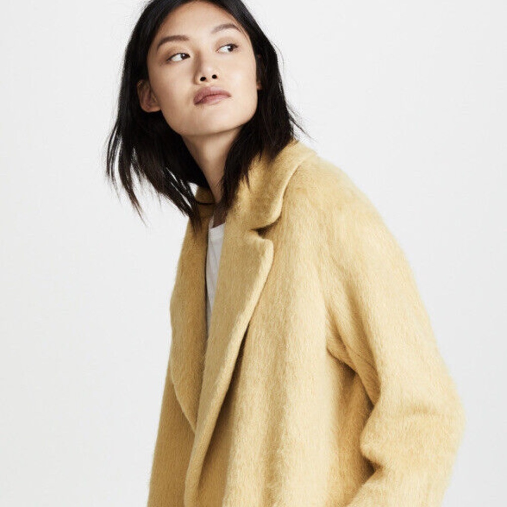 Vince Tailored Coat Alpaca Blend Lined Yellow Used XS